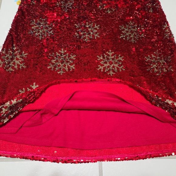 Cat & Jack Bright Red Flip Sequences Christmas Snowflakes XL 14-16 Dress - Picture 9 of 11